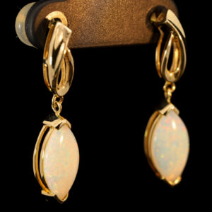 Yellow Gold Blue Green Yellow Orange Crystal Opal Earrings