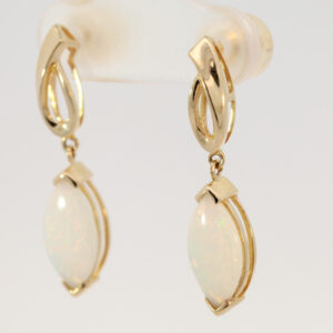 Yellow Gold Blue Green Yellow Orange Crystal Opal Earrings