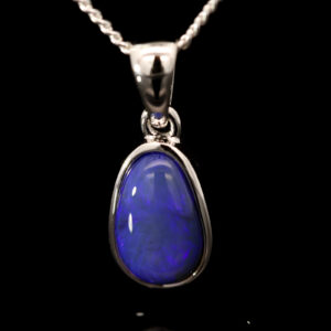 Sterling Silver Blue Purple Black Opal Pendant
