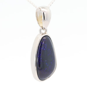 Sterling Silver Blue Purple Black Opal Pendant