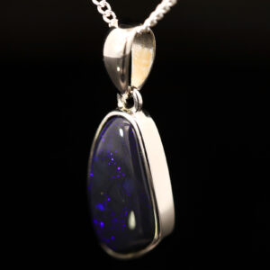 Sterling Silver Blue Purple Black Opal Pendant