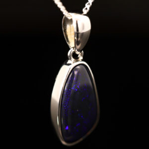 Sterling Silver Blue Purple Black Opal Pendant