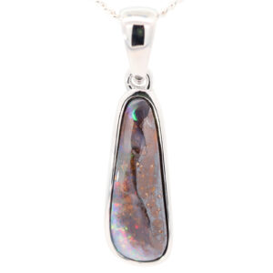 Sterling Silver Blue Green Orange Red Yellow Boulder Opal Pendant