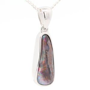 Sterling Silver Blue Green Orange Red Yellow Boulder Opal Pendant