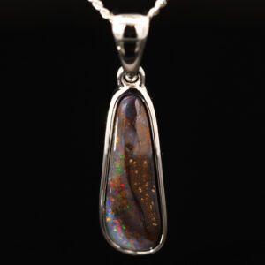Sterling Silver Blue Green Orange Red Yellow Boulder Opal Pendant