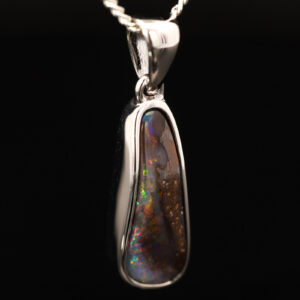 Sterling Silver Blue Green Orange Red Yellow Boulder Opal Pendant