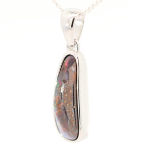 Sterling Silver Blue Green Orange Red Yellow Boulder Opal Pendant