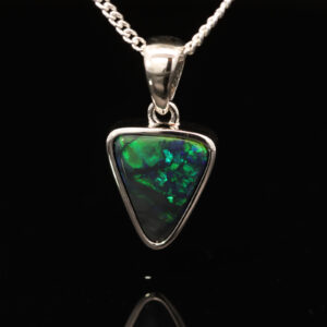 Sterling Silver Blue Green Black Opal Pendant