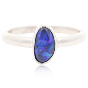 Sterling Silver Blue Green Purple Black Opal Ring