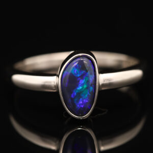 Sterling Silver Blue Green Purple Black Opal Ring