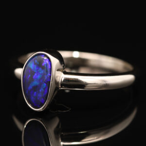 Sterling Silver Blue Green Purple Black Opal Ring