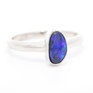 Sterling Silver Blue Green Purple Black Opal Ring