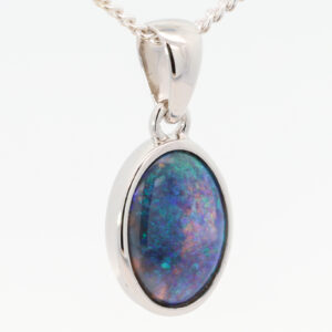 Sterling Silver Blue Green Black Opal Pendant