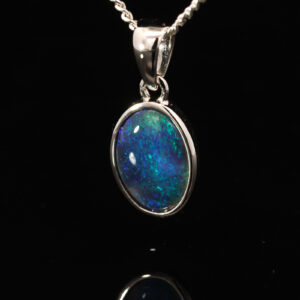 Sterling Silver Blue Green Black Opal Pendant
