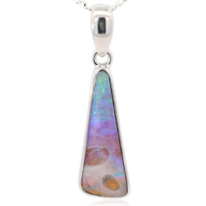 Sterling Silver Blue Green Purple Boulder Opal Pendant