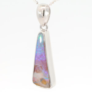 Sterling Silver Blue Green Purple Boulder Opal Pendant