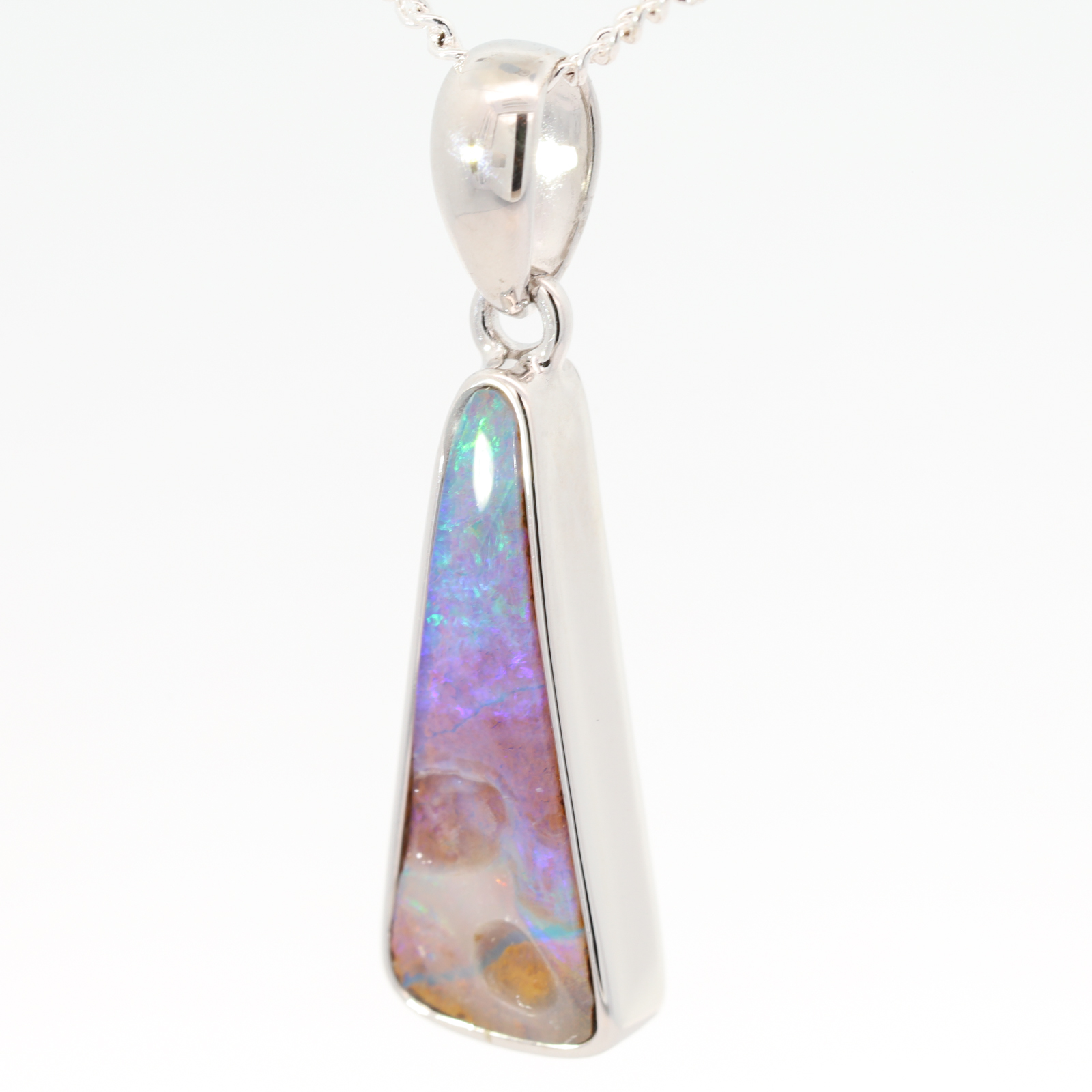 Sterling Silver Blue Green Purple Boulder Opal Pendant
