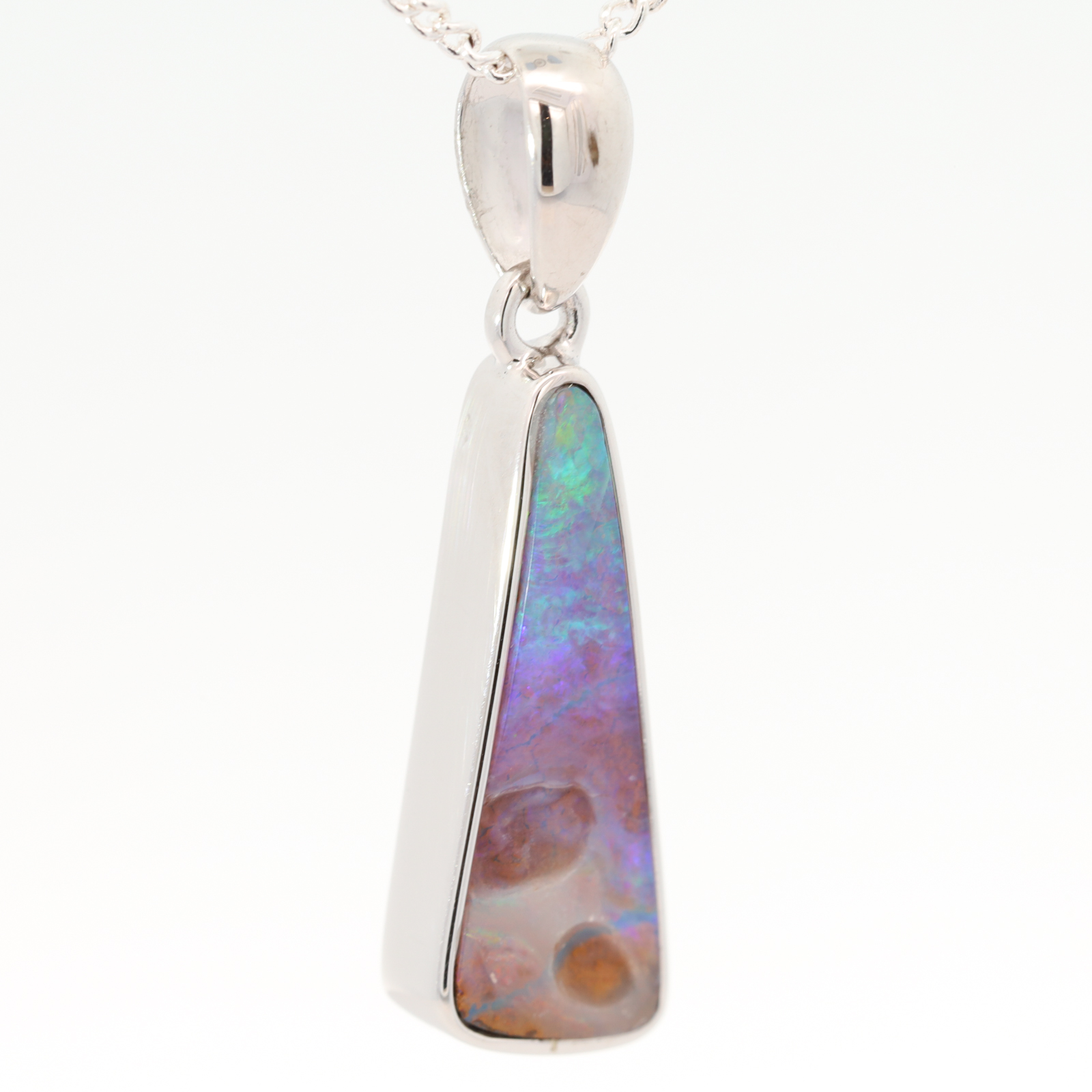 Sterling Silver Blue Green Purple Boulder Opal Pendant