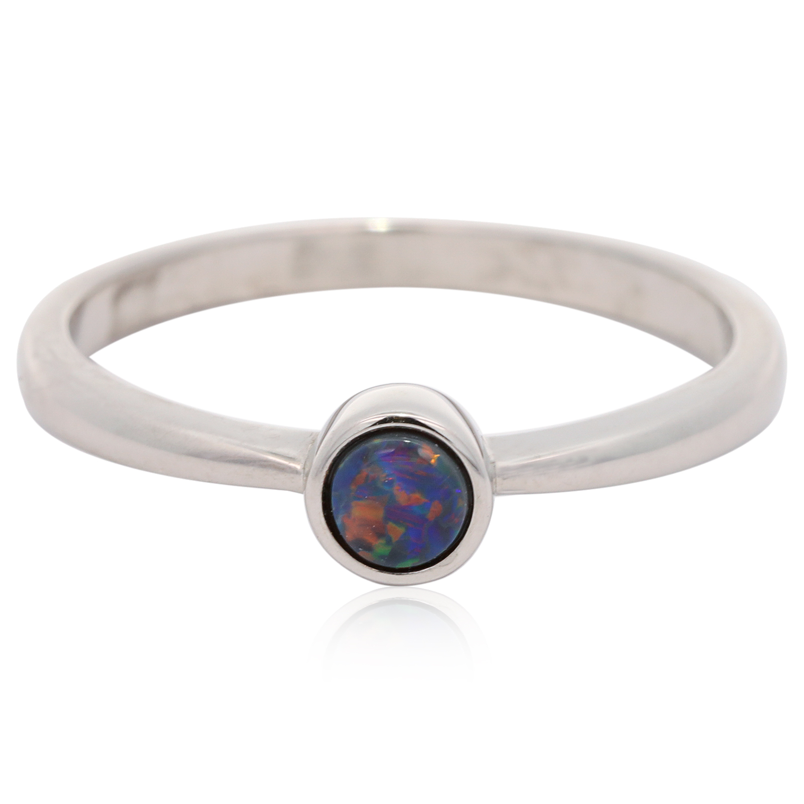 Sterling Silver Blue Green Yellow Red Black Opal Ring