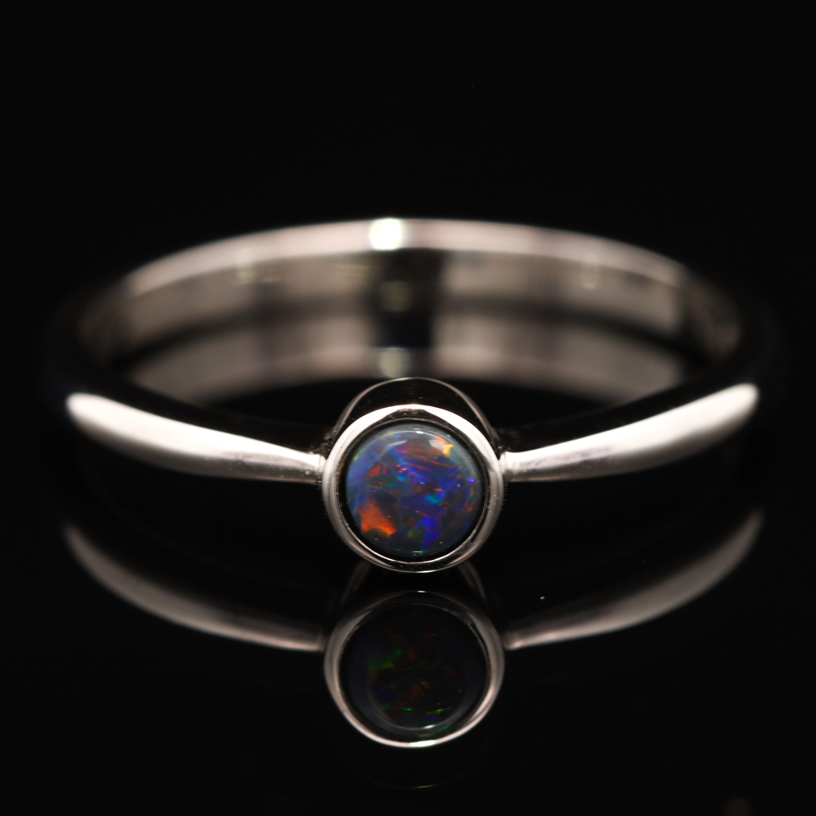 Sterling Silver Blue Green Yellow Red Black Opal Ring