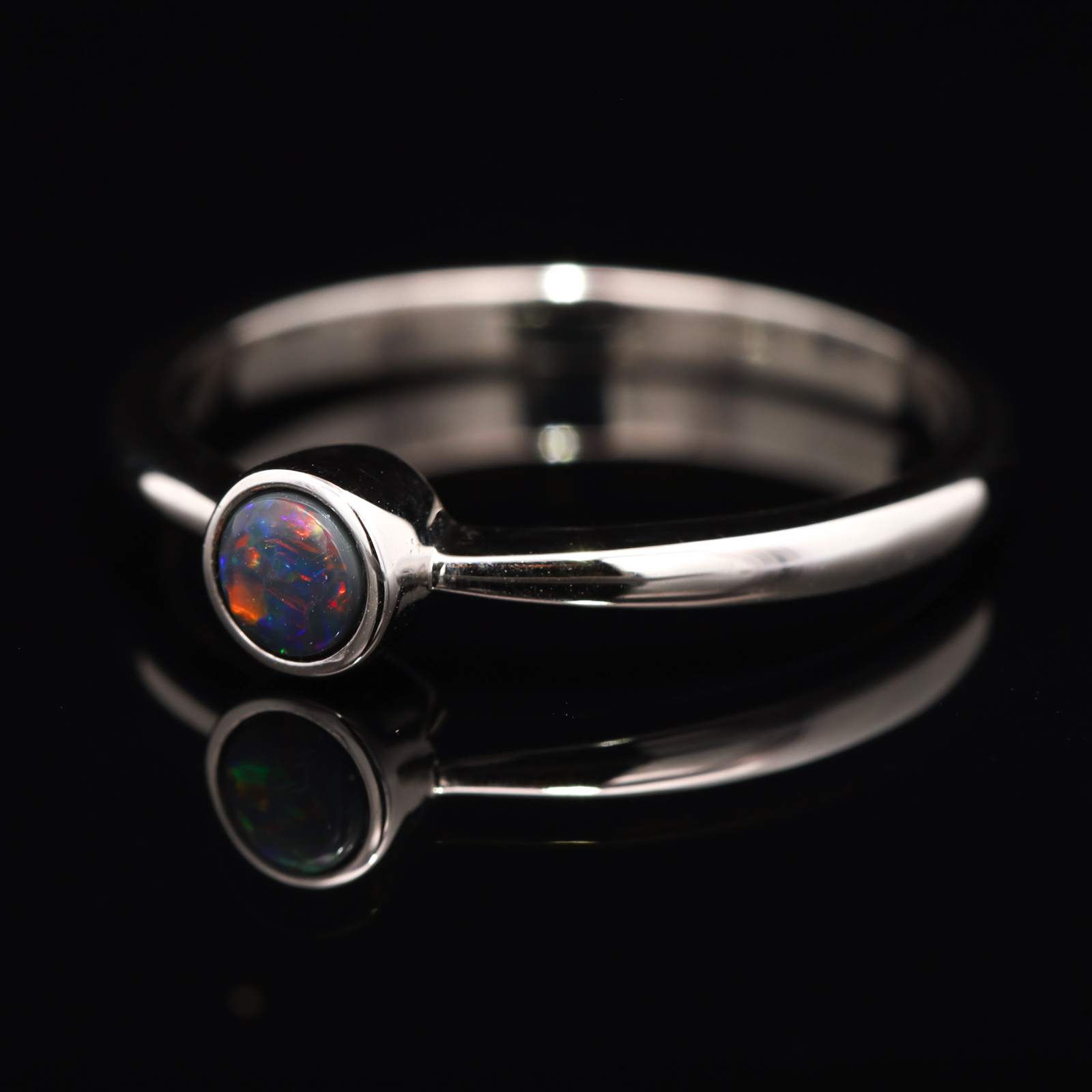 Sterling Silver Blue Green Yellow Red Black Opal Ring