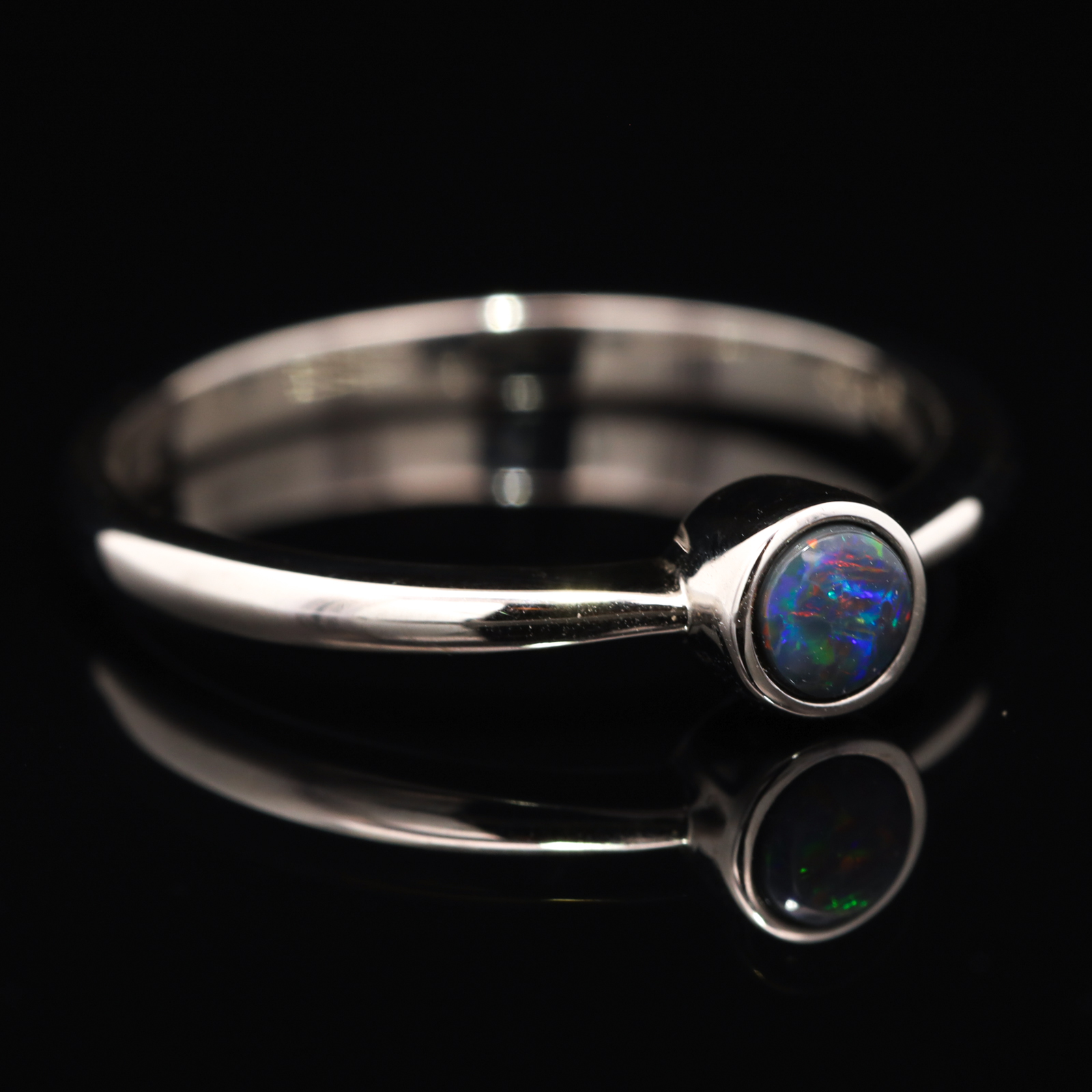 Sterling Silver Blue Green Yellow Red Black Opal Ring