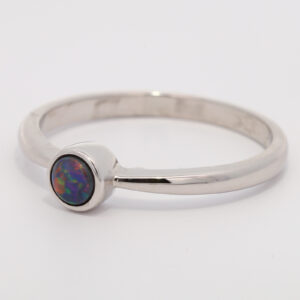 Sterling Silver Blue Green Yellow Red Black Opal Ring