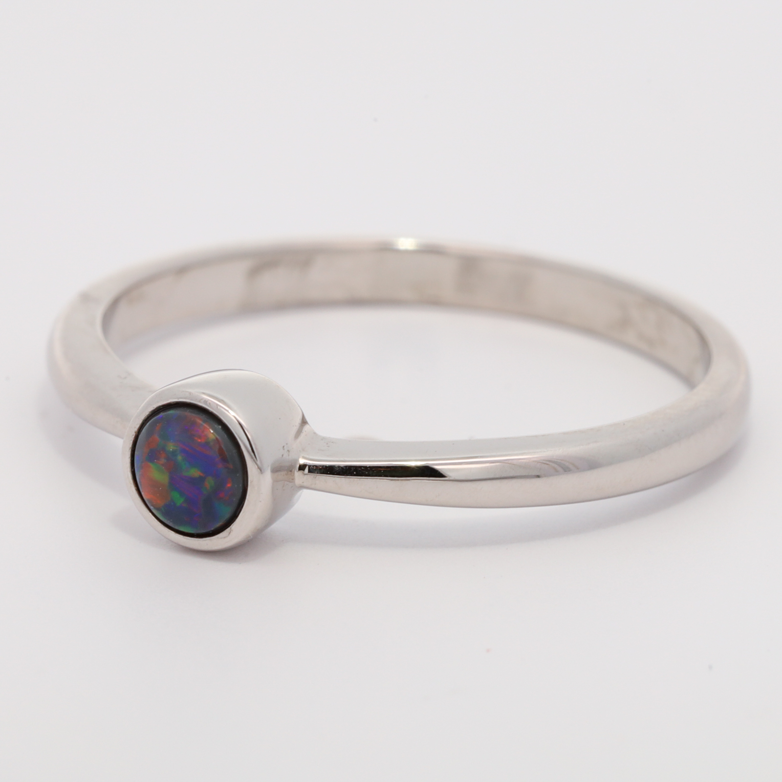 Sterling Silver Blue Green Yellow Red Black Opal Ring
