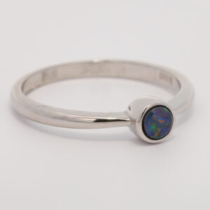 Sterling Silver Blue Green Yellow Red Black Opal Ring