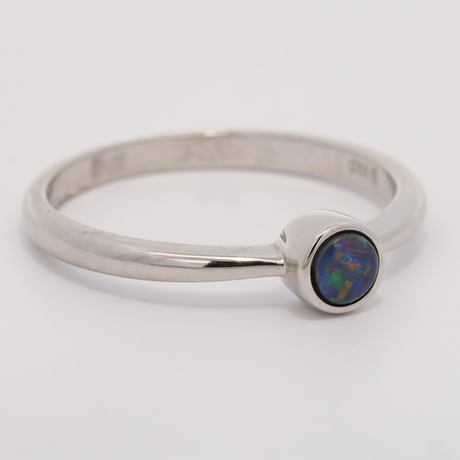 Sterling Silver Blue Green Yellow Red Black Opal Ring