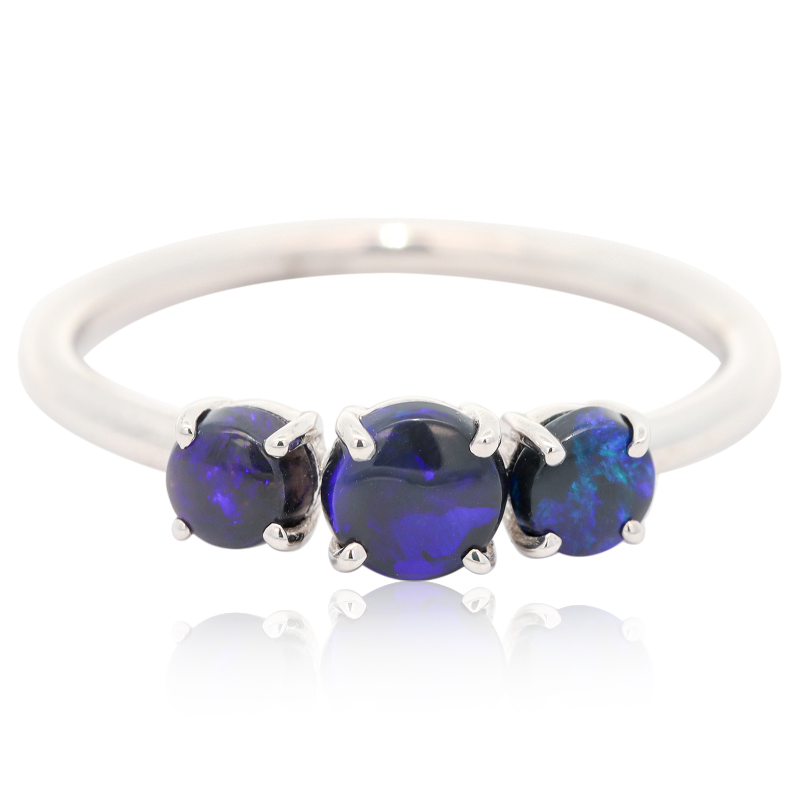 Sterling Silver Blue Green Purple Black Opal Ring