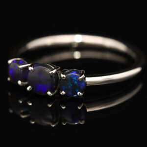 Sterling Silver Blue Green Purple Black Opal Ring