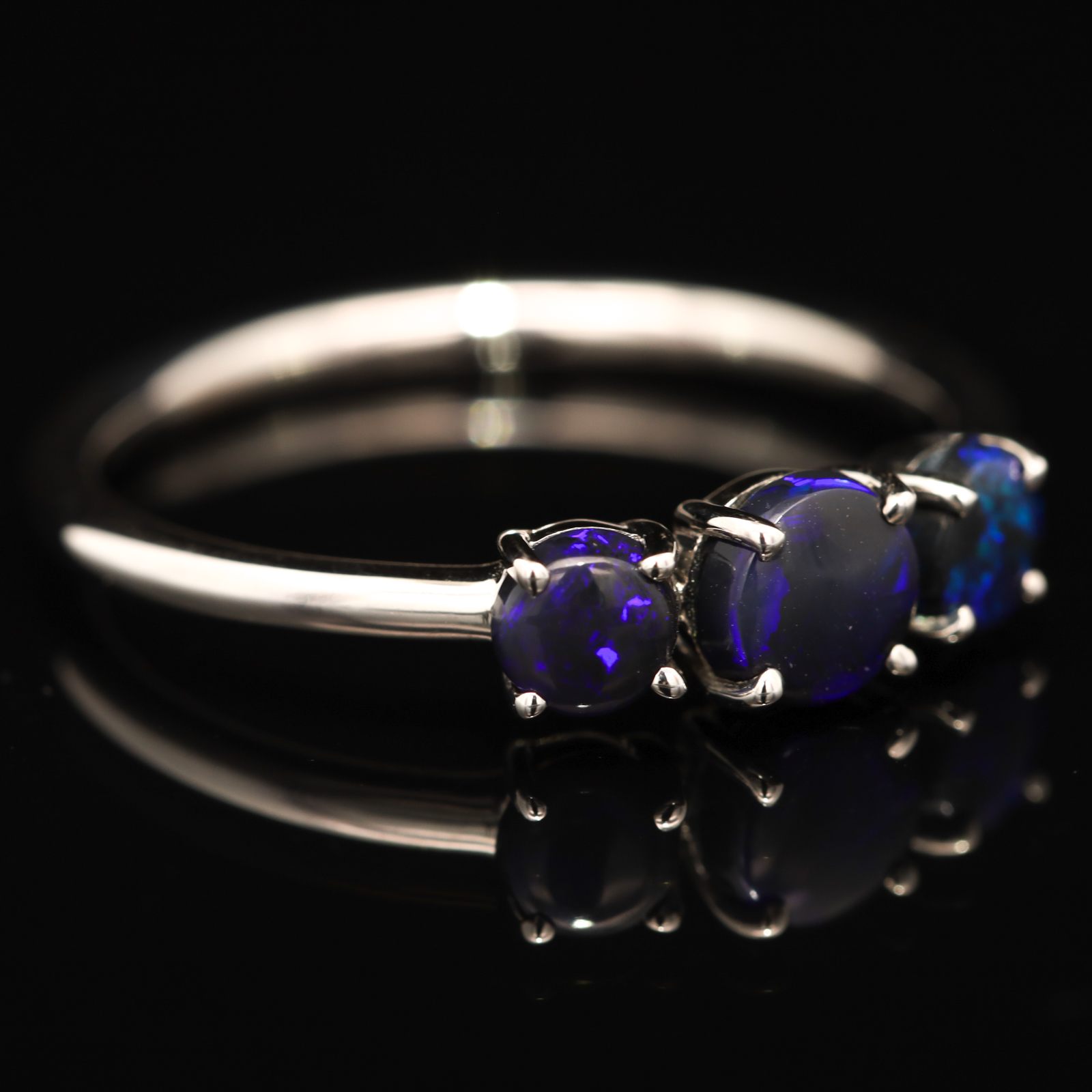 Sterling Silver Blue Green Purple Black Opal Ring