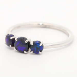 Sterling Silver Blue Green Purple Black Opal Ring
