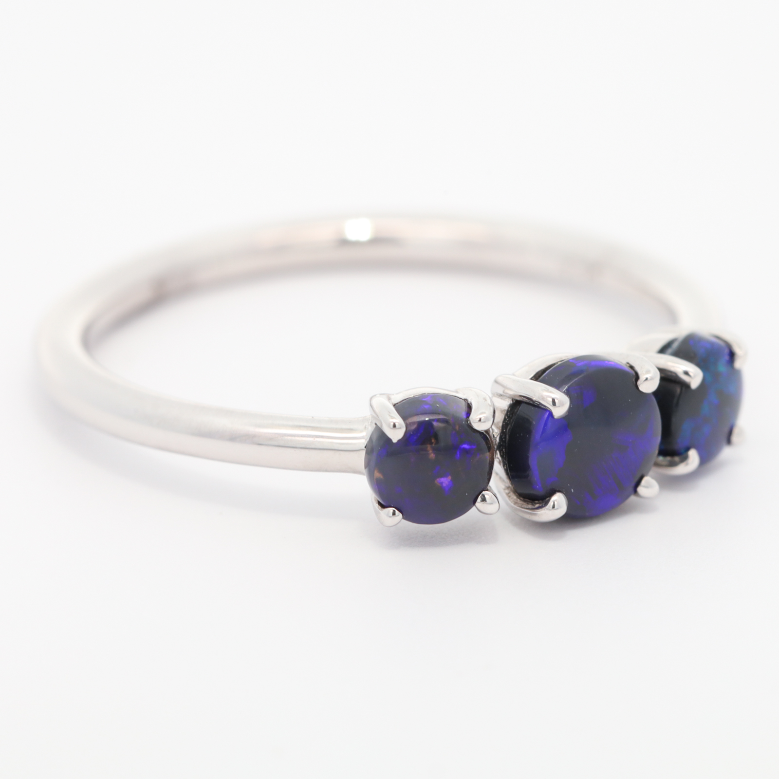 Sterling Silver Blue Green Purple Black Opal Ring
