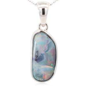 Sterling Silver Green Purple Orange Red Boulder Opal Pendant