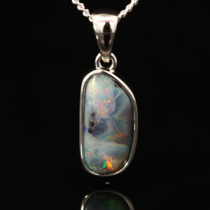 Sterling Silver Green Purple Orange Red Boulder Opal Pendant