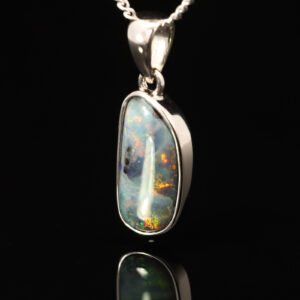 Sterling Silver Green Purple Orange Red Boulder Opal Pendant