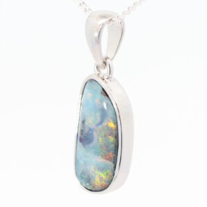 Sterling Silver Green Purple Orange Red Boulder Opal Pendant