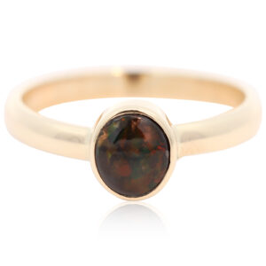Yellow Gold Red Green Orange Black Opal Ring