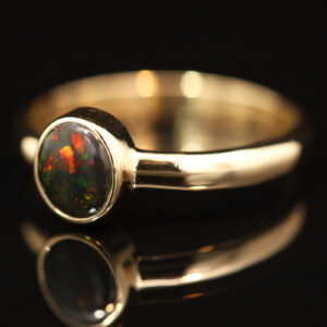 Yellow Gold Red Green Orange Black Opal Ring