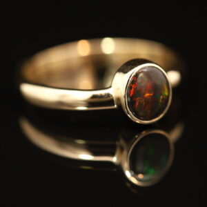 Yellow Gold Red Green Orange Black Opal Ring