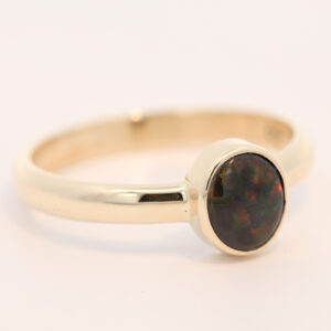 Yellow Gold Red Green Orange Black Opal Ring