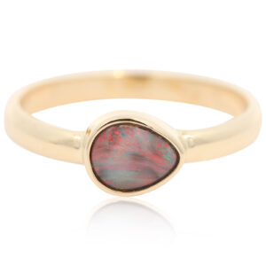 Yellow Gold Blue Green Orange Red Black Opal Ring
