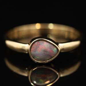Yellow Gold Blue Green Orange Red Black Opal Ring