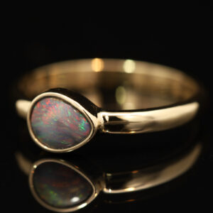 Yellow Gold Blue Green Orange Red Black Opal Ring