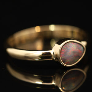 Yellow Gold Blue Green Orange Red Black Opal Ring