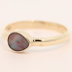Yellow Gold Blue Green Orange Red Black Opal Ring