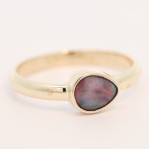 Yellow Gold Blue Green Orange Red Black Opal Ring