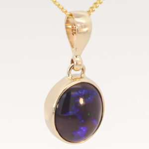 Yellow Gold Blue Green Purple Black Opal Pendant